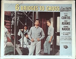 Bild des Verkufers fr 6 Bridges to Cross Lobby Card #5 1955 Tony Curtis smoking in prison! zum Verkauf von AcornBooksNH