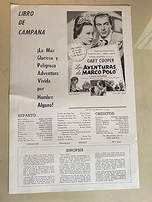 Immagine del venditore per The Adventures of Marco Polo Spanish Pressbook 1937 Gary Cooper, Basil Rathbone venduto da AcornBooksNH