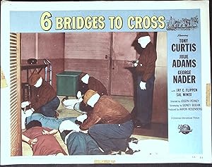 Seller image for 6 Bridges to Cross Lobby Card #7 1955 masked criminals taking hostages! for sale by AcornBooksNH