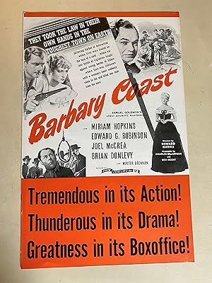 Image du vendeur pour Barbary Coast Pressbook1935 Miriam Hopkins, Edward G. Robinson, Joel McCrea mis en vente par AcornBooksNH