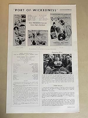 Seller image for Port of Wickedness Pressbook1935 Miriam Hopkins, Edward G. Robinson, Joel McCrea for sale by AcornBooksNH