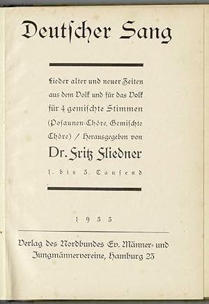 Seller image for Deutscher Sang - Lieder alter und neuer Zeiten aus dem Volk fr das Volk for sale by Werbeservice & Notensatz Steffen Fischer