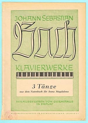Immagine del venditore per 3 Tnze aus dem Notenbuch fr Anna Magdalena, fr Klavier venduto da Werbeservice & Notensatz Steffen Fischer