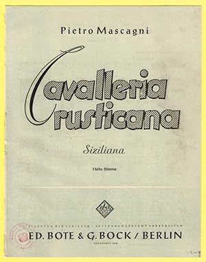 Bild des Verkufers fr Cavalleria rusticana, Nr. 1, Siziliana, fr Klavier und Gesang zum Verkauf von Werbeservice & Notensatz Steffen Fischer