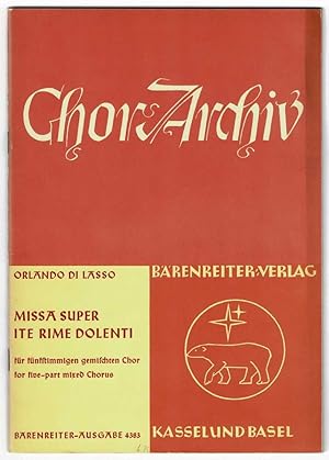 Bild des Verkufers fr Missa Super Ite Rime Dolenti fr gemischten Chor (5-stimmig) zum Verkauf von Werbeservice & Notensatz Steffen Fischer