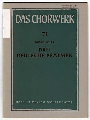 Bild des Verkufers fr Drei deutsche Psalmen, Das Chorwerk Heft 71 zum Verkauf von Werbeservice & Notensatz Steffen Fischer
