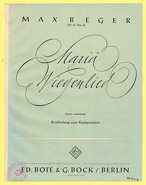 Bild des Verkufers fr Mari Wiegenlied, Op. 76, Nr. 52, fr Klavier und Gesang zum Verkauf von Werbeservice & Notensatz Steffen Fischer