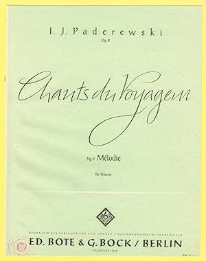 Bild des Verkufers fr Mlodie tire des Chants du Voyageur, Op. 8, Nr. 3, fr Klavier zum Verkauf von Werbeservice & Notensatz Steffen Fischer