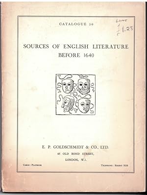 Seller image for Sources of English Literature before 1640 Including a Substantial Group of Books Mentioned by Chaucer. Many of the Italian Novelists Read by the Elizabethan Poets: Boccaccio, Masuccio, Bandello, the Cento Novelle, the Ecatommiti, and Many Others (Catalogu for sale by Literary Cat Books