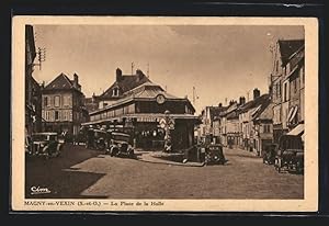 Carte postale Magny-en-Vexin, La Place de la Halle