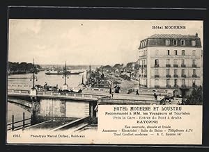 Carte postale Bayonne, Hotel Moderne et Loustau