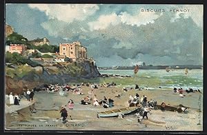 Künstler-Carte postale Dinan, Les Plages de France, Biscuits Pernot