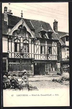 Carte postale Louviers, Hôtel du Grand-Cerf