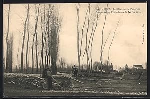 Carte postale Cezy, Les Restes de la Passerelle emportee par l`Inondation de Janvier 1910