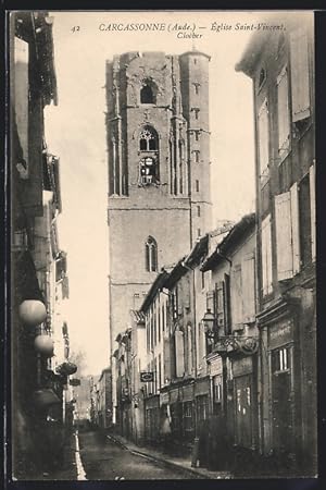 Carte postale Carcassonne, Eglise Saint-Vincent, Clocher, l'Églisenturm
