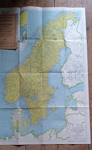 War Map No.6 Norway and Sweden with Denmark and the Baltic Sea inset across North Sea to GB