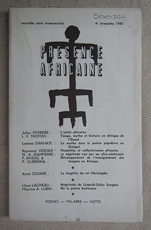 Présence Africaine. Revue Culturelle du Monde Noir, no 39, 4ème trimestre 1961.