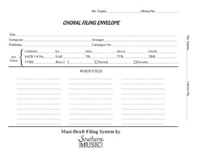 Seller image for Musidex Choral Filing Envelopes : Geschenk for sale by Smartbuy