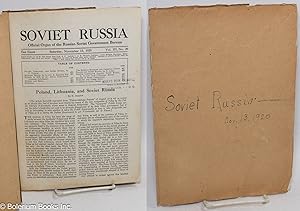Immagine del venditore per Soviet Russia; official organ of the Russian Soviet Government Bureau: vol. 3, no. 21 (November 13, 1920) venduto da Bolerium Books Inc.