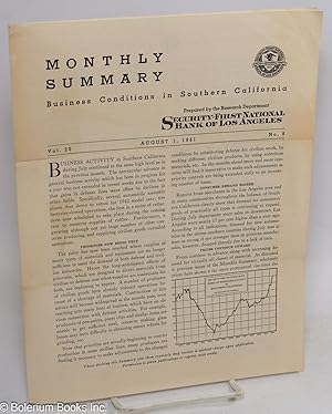 Monthly Summary - Business Conditions in Southern California. Vol. 20 No. 8, August 1, 1941