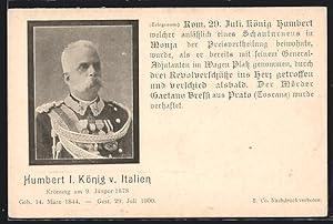 Cartolina Humbert I. König von Italien in Uniform