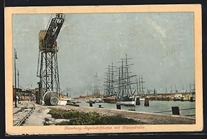 Ansichtskarte Hamburg, Segelschiffhafen mit Riesenkran