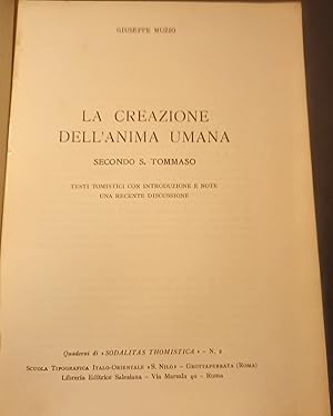 La creazione dell anima umana - secondo S. Tommaso