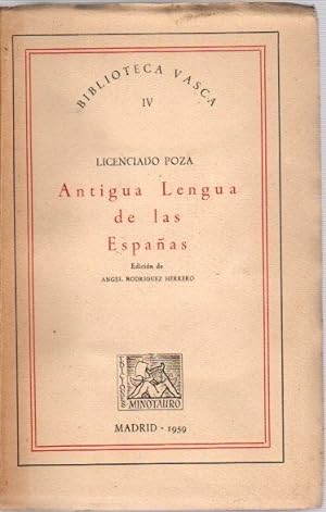 Imagen del vendedor de Antigua lengua de las Españas . a la venta por Librería Astarloa