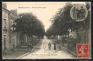 Carte postale Brûlon, Boulevar de la Gare