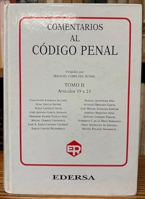 Imagen del vendedor de COMENTARIOS AL CODIGO PENAL. Tomo II: Artculos 19 a 23 a la venta por Fbula Libros (Librera Jimnez-Bravo)