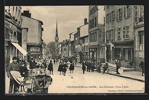 Carte postale Villefranche-sur-Saone, Rue Nationale, Porte d`Anse