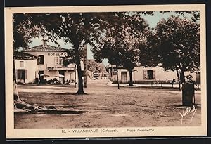 Carte postale Villandraut, Place Gambetta