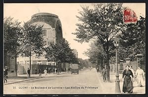 Carte postale Clichy, Le Boulevard de Lorraine, Les Ateliers du Printemps