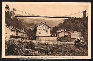 Carte postale Sainte-Claude, Le Pont suspendu