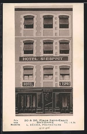 Carte postale Bayonne, Hotel St. Esprit, 20, 26 Place Saint-Esprit