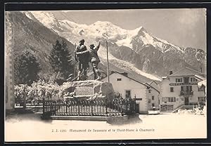 Carte postale Chamonix, monument de Saussure et le Mont-Blanc