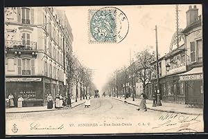Carte postale Asnieres, Rue Saint-Denis, vue de la rue