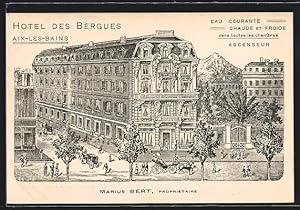 Künstler-Carte postale Aix-les-Bains, Hotel des Bergues