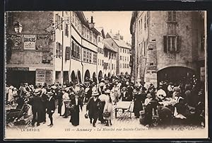 Carte postale Annecy, Le Marché rue Sainte-Claire