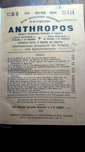 Anthropos Internationale Zeitschrift für Völker und Sprachenkunde Band XIV - XV Heft 4,5,6