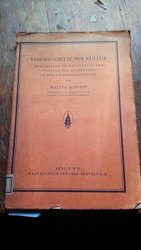 Imagen del vendedor de Lebensgesetze der Kultur Biologische Betrachtungen zum a la venta por Windau Antiquariat