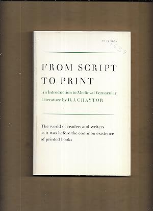 Image du vendeur pour From script to print : an introduction to medieval vernacular literature mis en vente par Gwyn Tudur Davies