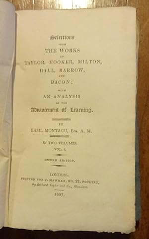 Selections from the works of Taylor, Hooker, Milton, Hall, Barrow, and Bacon; with an analysis of...