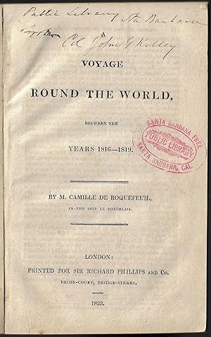 Image du vendeur pour A Voyage Round the World, Between the Years 1816-1819 mis en vente par Walkabout Books, ABAA