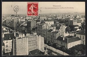 Carte postale Vincennes, Vue panoramique sur la Rue de Fontenay