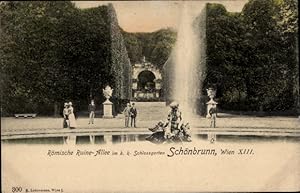 Ansichtskarte / Postkarte Wien 13 Hietzing Österreich, Schönbrunn, Römische Ruine, Allee im k.k. ...