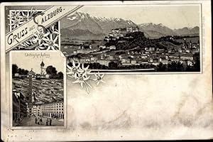 Vorläufer Litho Salzburg in Österreich, Panorama mit Festung Hohensalzburg, Elektrischer Aufzug