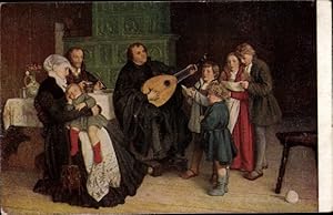 Künstler Ansichtskarte / Postkarte Spangenberg, G. A., Luther im Kreise seiner Familie