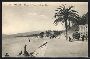 Carte postale Cannes, Plage et Promenade du Midi