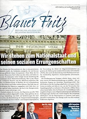 Image du vendeur pour Blauer Fritz : Zeitung der AfD-Fraktion im Landtag Brandenburg I. Quart. 2024 mis en vente par Antiquariat Jterbook, Inh. H. Schulze